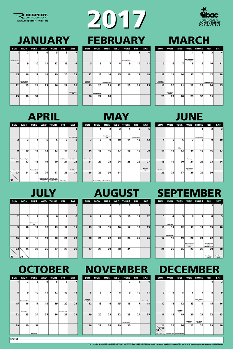 2018 12 Month Laminated Wall Calendar